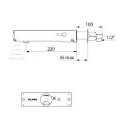 Mitigeur de lavabo automatique TEMPOMATIC MIX 4 mural (KIT2/2) alimentation par piles CR123 Lithium 6 V intégrées, corps L. 220 mm inox Chromé réf. 493506