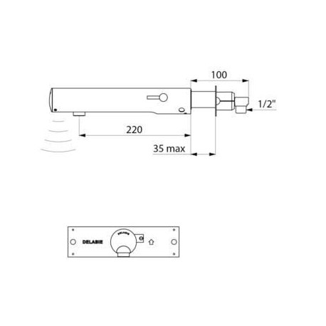 Mitigeur de lavabo automatique TEMPOMATIC MIX 4 mural (KIT2/2) alimentation par piles CR123 Lithium 6 V intégrées, corps L. 220 mm inox Chromé réf. 493506