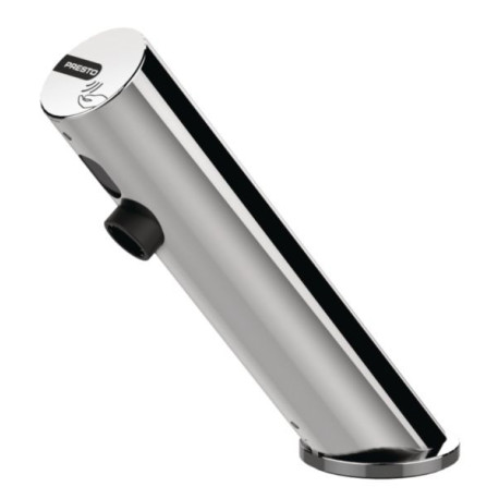 Robinet lavabo PRESTO LINEA sur plage. Déclenchement électronique sans contact. Alimentation pile.  3l/min avec rinçage automatique Chromé. Réf : 57204