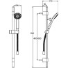 Set de douche avec barre murale, douchette à main Ø 80 mm, 1 jet., flexible de douche 160cm et support de douchette réglable. Chromé Réf. E31173CP