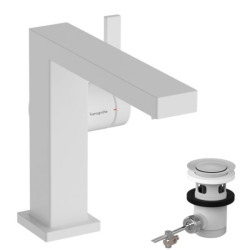 Mitigeur lavabo 110 Tecturis E  Fine CoolStart avec tirette et vidage Blanc mat Réf. 73023700