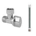 Kit WC Robinetterie équerre 1/4 tour NF 12X17 + 1 flexible 20cm + 3 joints Réf. FV0011