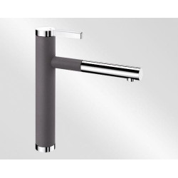 Mitigeur monotrou avec bec tube orientable BLANCO LINEE-S avec douchette couleur SILGRANIT Look chromé/gris rocher garantie 2 ans Réf. 518804