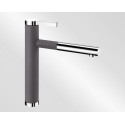 Mitigeur monotrou avec bec tube orientable BLANCO LINEE-S avec douchette couleur SILGRANIT Look chromé/gris rocher garantie 2 ans Réf. 518804
