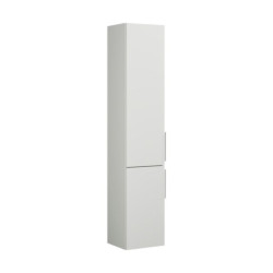 Colonne EQIO SMART hauteur 176 cm, largeur 35 cm, profondeur 29.8 cm avec 2 portes, 4 étagères verres, 1 étagère fixe, charnière gauche, finition chêne décor naturel, poignée chromée Réf. HSFB035GF5259G0146