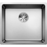Cuve à encastrer à fleur en acier inox lisse BLANCO ANDANO 450 IF 1 Cuve sans égouttoir vidage 90mm InFino manuel et siphon couleur satiné garantie à vie Réf. 522961