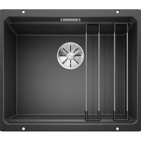 Cuve à intégrer sous plan en SILGRANITPuraDur BLANCO ETAGON 500-U 1 Cuve sans égouttoir vidage 90 mm InFino manuel et siphon couleur Blanc glissière inox garantie 10 ans Réf. 522231