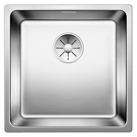 Cuve à encastrer à fleur en acier inox lisse BLANCO ANDANO 400 IF/A 1 Cuve sans égouttoir vidage 90mm InFino auto et Push Control et siphon couleur satiné garantie à vie Réf. 525244