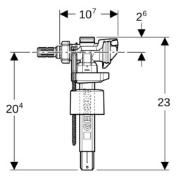 Robinet flotteur type 383, alimentation latérale  3/8, mamelon laiton, UP avec crosse en cuivre Réf. 240.784.00.5
