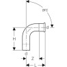 Coude 90 degrés avec extrémité à emboîterD35mm inox réf 33306