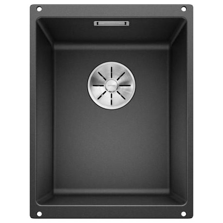 Cuve à intégrer sous plan en SILGRANITPuraDur BLANCOSUBLINE 320 U 1 Cuve sans égouttoir vidage 90 mm InFino manuel et siphon couleur anthracite garantie 10 ans Réf. 523406