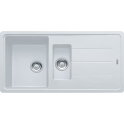 Évier BASIS granit blanc 1 bac 1/2 + 1 égouttoir Ø de la bonde 90 x l. 97 x prof. 50 cm
