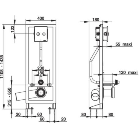 Bâti-support autoportant P1000 XL E DVA, double volume ajustable indépendamment Réf.18460