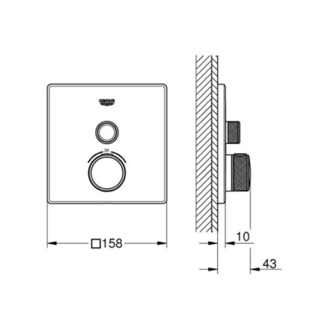 Thermostatique pour installation encastrée 1 sortie Grohtherm SmartControl Supersteel 29123DC0