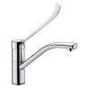Mitigeur pour lave-mains à poser sur plage, avec levier médical coudé L 200 pour commande sans contact manuel, bec haut H 150 L 230 orientable réf. 2510L