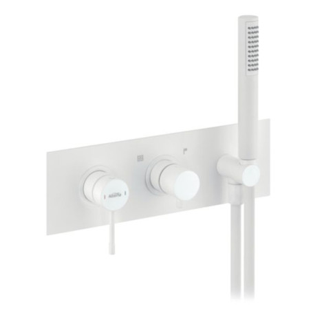 Mitigeur mécanique douche Alterna Design blanc, encastré horizontal avec corps d'encastrement