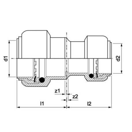 Manchon T240 réduit instantané tectite femelle-femelle D22-18 pour tubes cuivre, PER ou PB réf 4751109