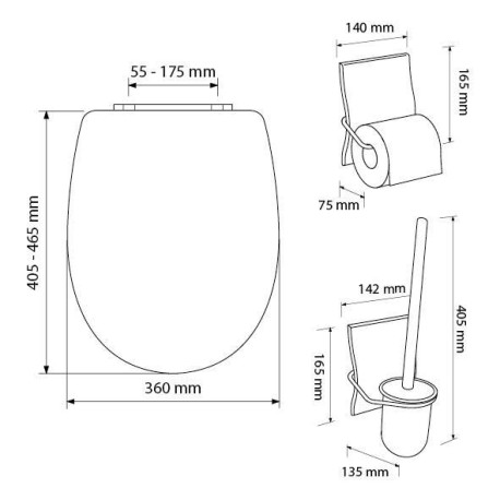 Pack ARIANE + porte-balai + porte-papier feng-shui soft system Réf. 7PA114708