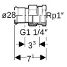 Raccord union taraudé femelle D28-26x34 Réf 25306