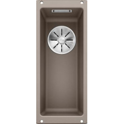 Cuve à intégrer sous plan en SILGRANITPuraDur BLANCOSUBLINE 160 U 1 Cuve sans égouttoir vidage 90 mm InFino manuel et siphon couleur tartufo garantie 10 ans Réf. 523403