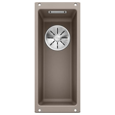 Cuve à intégrer sous plan en SILGRANITPuraDur BLANCOSUBLINE 160 U 1 Cuve sans égouttoir vidage 90 mm InFino manuel et siphon couleur tartufo garantie 10 ans Réf. 523403