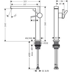 Mitigeur lavabo 240 Tecturis E Fine CoolStart, bonde Push-Open Blanc mat Réf. 73070700