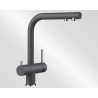 Mitigeur monotrou à col de cygne orientable 360° BLANCO FONTAS II sans douchette couleur SILGRANIT Look chromé/gris rocher garantie 2 ans Réf. 523137