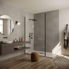 Système de panneaux muraux étanches Polyrey Nuance support composite profil rainure + languette décor Béton Bullé B133 finition GRA format 260x120cm épaisseur 11,7mm