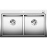 Evier à encastrer à fleur en acier inox lisse BLANCODIVON II 8 IF 2 cuves sans égouttoir vidage 90mm auto InFino et siphon couleur brossé aspect brillant garantie à vie Réf. 521663