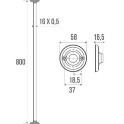 Porte-rideau droit longueur 80 cm diamètre 16 mm réf. 004012
