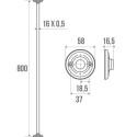 Porte-rideau droit longueur 80 cm diamètre 16 mm réf. 004012
