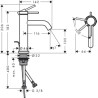 Mitigeur de lavabo 110 Tecturis S CoolStart avec tirette et vidage, Chrome Réf. 73314000