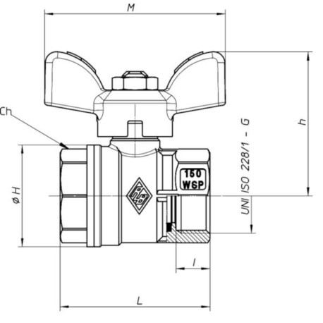 Robinet Altech à tournant sphérique  poignée papillon FF 20x27 Passage intégral. Laiton nikelé. ACS.