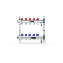Collecteur inox 5 circuits avec débitmètre à lecture directe - pour plancher chauffant/rafraîchissant réf : 13801501200