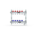 Collecteur inox 5 circuits avec débitmètre à lecture directe - pour plancher chauffant/rafraîchissant réf : 13801501200