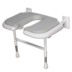 Siège de douche rabattables Série 4000 rembourré, large en U 580 x 485 x 640 mm, gris réf. 04220P