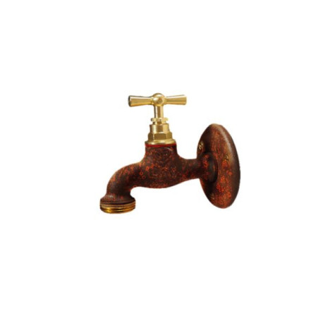 Robinet arrosage 15X21-20X27 + applique FF 15X21  coloris rouille corten Réf. 70F-10FF