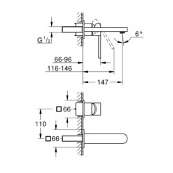 "Mitigeur monocommande 2 trous lavabo taille M GROHE Plus Hard Graphite brossé Réf. 29303AL3"