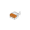 Bornes Série 2273 pour boîtes de dérivation - 3 conducteurs - de 0,5 à 2,5 mm² - boîtier transparent - orange - contient 100 bornes Réf. 2273-203
