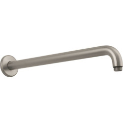 Bras de douche Axor mâle 15 x 21 avec rosace filetée et platine de renfort, sans rotule, saillie 383 mm, 90°, D 24 mm, nickel brossé réf. 27413820