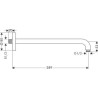 Bras de douche Axor mâle 15 x 21 avec rosace filetée et platine de renfort, sans rotule, saillie 383 mm, 90°, D 24 mm, nickel brossé réf. 27413820