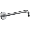 Bras de douche Axor mâle 15 x 21 avec rosace filetée et platine de renfort, sans rotule, saillie 383 mm, 90°, D 24 mm, nickel brossé réf. 27413820