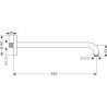Bras de douche Axor mâle 15 x 21 avec rosace filetée et platine de renfort, sans rotule, saillie 383 mm, 90°, D 24 mm, nickel brossé réf. 27413820