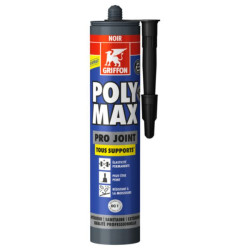 Mastic d'étanchéité multifonctionnel POLYMAX PRO JOINT noir pour applications intérieures, extérieures et sanitaires, cartouche de 280 ml Réf.7004981