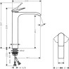 Mitigeur de lavabo VIVENIS 250  bec haut sans tirette ni vidage Noir mat Réf. 75042670