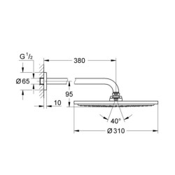 Ensemble douche de tête et bras 380 mm, 1 jet Rainshower Cosmopolitan 310 Chromé Réf : 26066000