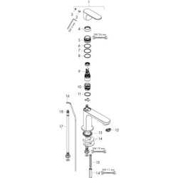 Mitigeur de lavabo 80  Rebris S CoolStart avec tirette et vidage Noir mat Réf. 72513670