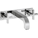 Set de finition Axor CITTERIO pour mélangeur de lavabo mural 3 trous avec poignées croisillons, bec long L 226 mm et plaque de recouvrement, chromé réf. 39144000