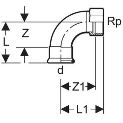 Coude taraudé 90° D18-1/2, acier carbone Réf 20555