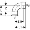 Coude taraudé 90° D18-1/2, acier carbone Réf 20555